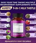 Aumeto Ultra Milk Thistle 9 in 1 Formula - 17372mg with Dandelion NAC Berberine Artichoke (150 Count (Pack of 1))