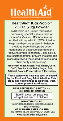 Kidzprobio Powder, 5 Billion With Prebiotic, Acid And Bile Resistant, Once Daily, Dairy Free, Vegan