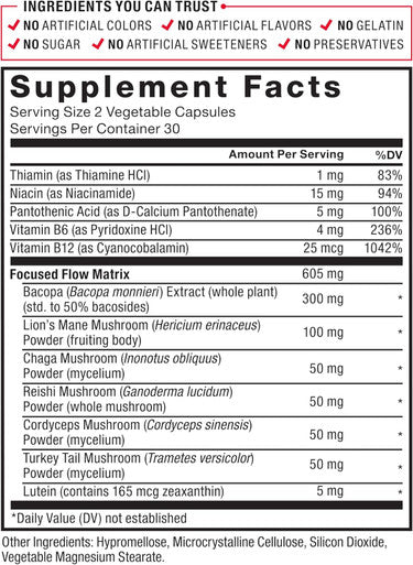 Force Factor Forebrain Focus Brain Booster Brain Supplement to Boost Clarity & Concentration Improve Memory & Sharpness & Productivity Nootropic Brain Support Supplement 120 Capsules Black