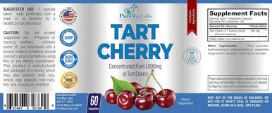 YUMMYVITE Tart Cherry - 4:1 Extract Capsules Equivalent To 1000Mg Of Montmorency Cherries, Antioxidant-Rich, Natural Uric Acid Support Supplement, Non-Gmo - 60 Capsules