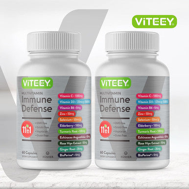 11 In 1 Multivitamin Immune Defense Supplement - Immune Booster Capsules With Vitamin D3, Vitamin B6, Echinacea, Turmeric, Rose-Hips, Selenium, Bioperine, Ginger, Elderberry Vitamin C And Zinc
