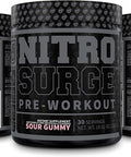 NITROSURGE Black Pre Workout Supplement Nootropic Energy Booster Powder w/Dynamine TeaCrine PreWorkout Nitric Oxide Booster 30 Servings Sour Gummy