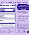 Kos Organic Acai Juice Powder - Usda Certified Organic, Plant Based Superfood Antioxidants, Superberry From Brazil, Great For Smoothies And Bowls, 0G Sugar, Vegan, Gluten-, Non-Gmo - 120 Servings