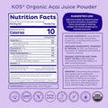 Kos Organic Acai Juice Powder - Usda Certified Organic, Plant Based Superfood Antioxidants, Superberry From Brazil, Great For Smoothies And Bowls, 0G Sugar, Vegan, Gluten-, Non-Gmo - 120 Servings