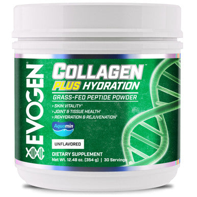 Evogen Collagen Plus Hydration - Grass-Fed Collagen for Women & Men | Collagen Peptides Powder | Collagen Powder Supporting Skin Vitality Hydration Joint & Tissue Health | Unflavored | 30 Servings