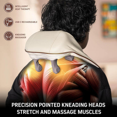 Neck Shoulder Back Massager With Heat, Neck Massager For Pain Relief Deep Tissue, Usb-C Rechargeable, Kneading Massager Shoulder Massager Back Massager For Pain Relief Deep Tissue