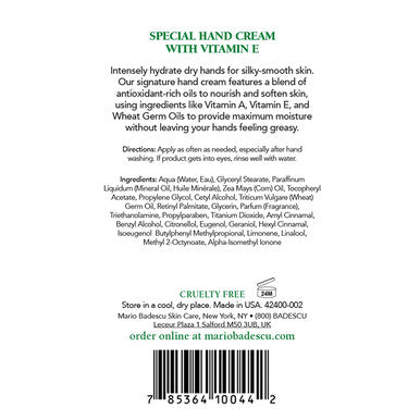 Mario Badescu Unscented Hand Cream with Vitamin E, 3 oz