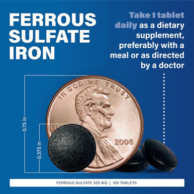 Major Ferosul - Ferrous Sulfate 325Mg Tablets With 65Mg Of Elemental Iron - Iron Supplement For Women, Men - [Color] - 100 Tablets (3 Pack)