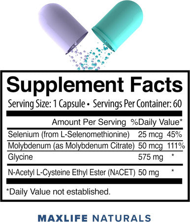 Maxlife Naturals Neuro NACET - N-Acetyl Cysteine Ethyl Ester - 20x More Bioavailable Than NAC 1000mg - 10x Higher Glutathione Boost Over Liposomal Glutathione - NAC Ethyl Ester with Glycine Selenium Brain Support