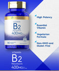 Carlyle Vitamin B-2 400Mg | 180 Tablets | Vegetarian, Non-Gmo, Gluten Free Supplement | Vitamin B2 Riboflavin