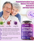 Resveratrol Gummies 1500Mg - Sugar Resveratrol Supplement With Quercetin, Grape Seed, Acai Berries Extracts Support Antioxidant, Healthy Aging & Longevity, Skin, Joint, Brain Wellness - 2Pack