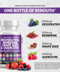 Resveratrol 6000mg Berberine 3000mg Grape Seed Extract 3000mg Quercetin 4000mg Green Tea Extract - Polyphenol Supplement for Women and Men with N-Acetyl Cysteine, Acai Extract - 60 Caps