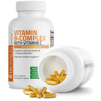 Bronson Vitamin B Complex With Vitamin C - Immune Health, Energy Support & Nervous System Support - Non-Gmo, 250 Vegetarian Capsules