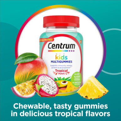 Centrum Kids Multivitamin Gummies Tropical Punch Made With Natural Flavors 110 Count 110 Day Supply
