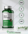 Black Elderberry | 2000mg Capsules | 300 Count | Non-GMO, Gluten Free | Sambucus Supplement | by Horbaach