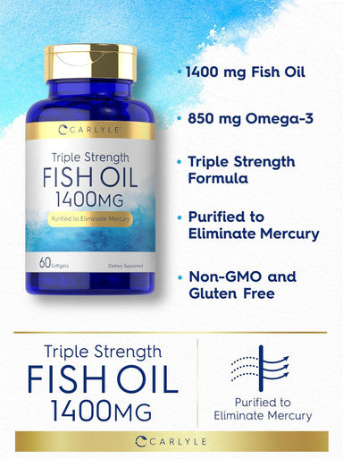 Carlyle Triple Strength Omega 3 Fish Oil | 1400mg | 60 Softgels | Non-GMO Gluten Supplement