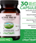 Maxi Health Probiotic Plus Ultimate Prebiotic Advanced Live Probiotics Formula - 50 Billion Live Active Probiotic - 15 Strains - Ultra Protection - Active Pro-50-30 Count