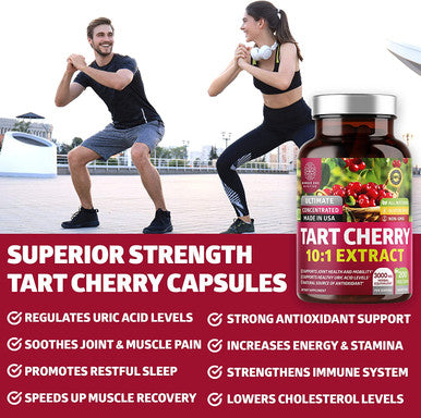N1N Premium Tart Cherry Capsules and Uric Acid Support All Natural Supplements to Support Joint Health Uric Acid Cleanse and Energy Levels 2 Pack Bundle