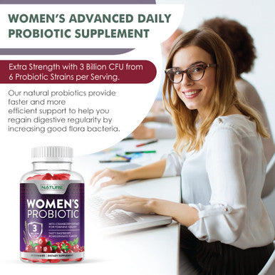 Built Nature Built By Nature Probiotics For Women Gummies 3 Billion Cfu, 6 Probiotic Strains With Cranberry Supplement, Digestive, Immune, Vaginal & Urinary Health, Shelf Stable, 60 Gummy