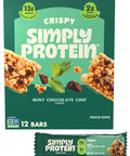 Simply Protein - Crispy Bars Variety Pack, Peanut Butter + Dark Chocolate Almond - Plant Based Protein Bars - 13g Protein, 2g Sugar, 7g Fiber - Vegan, Gluten Free, Non GMO - 16 Bars, 2 Boxes
