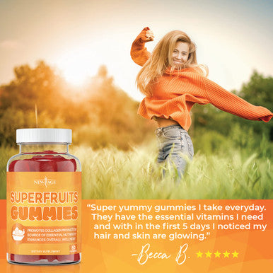 SuperFruits Gummies by NEW AGE - Helps Improves Collagen for Hair, Skin, Nails & Wrinkles - Vegan Collagen Vitamin Gummy - Pack with Vitamins and Nutrients - Non-GMO, Gluten-Free - 120 Count - 2 Pack
