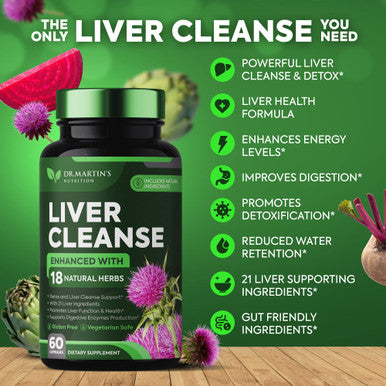 Liver Cleanse Detox and Support Supplement 21 Natural Herbs for Your Liver Advanced Formula for Enhanced Liver Health Contains Milk Thistle Extract Artichoke Dandelion and More