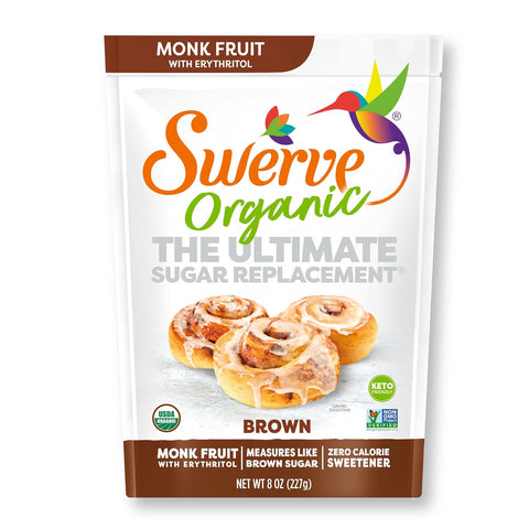 Swerve Organic Monk Fruit Brown Zero Calorie Sweetener, Plant-Based, Kosher, Keto Friendly, USDA Certified Organic, Gluten Free & Non-GMO, 8 Ounce