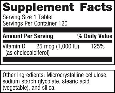 Metagenics D3 1000 - Vitamin D Supplement - Bone Density & Immune Support - Tooth Integrity - Non-GMO & Gluten - 120 Tablets