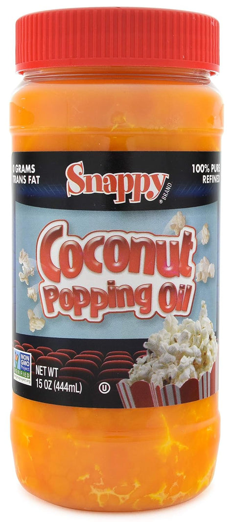Snappy Butter Flavored Coconut Oil for Popcorn, Movie Theater Style, Naturally Colored with Beta Carotene, Vegan & Gluten Free, 1 Gallon Jug, Premium Coconut Oil for Popcorn Machines, Stovetop & Home Popping