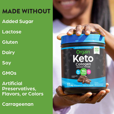 Orgain Keto Collagen Protein Powder with MCT Oil Chocolate Paleo Friendly Grass Fed Hydrolyzed Collagen Peptides Type I and III Dairy Gluten Soy 0.88 Lb Packaging May Vary