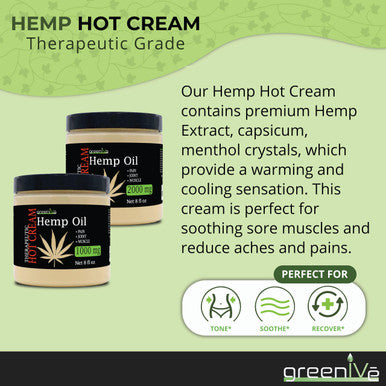 Greenive Hemp Hot Cream Soothing Moisturizing Hemp Hot Cream (1,000Mg Jar)
