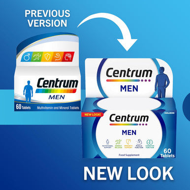 Centrum Men Multivitamin & Mineral Tablets 24 Essential Nutrients Including Vitamin D Complete Multivitamin 60 Tablets