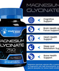 Magnesium Glycinate Capsules 750mg 120 Count Magnesium Supplement for Women and Men Pure Complex Glicinato De Magnesio High Absorption Heart Health Sleep Supplement 2 Packs
