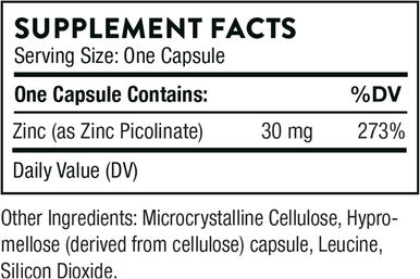 Thorne Zinc Picolinate 30 Mg - Well-Absorbed Zinc Supplement For Growth And Immune Function - 60 Capsules