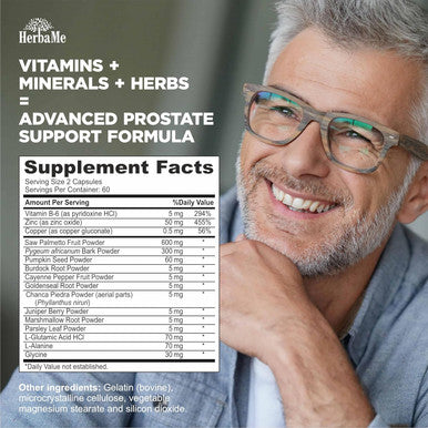 Prostate Support Supplement For Men With Saw Palmetto, Pygeum Bark, Pumpkin Seed And Zinc, Urinary Tract Health And Hair Growth, Dht Blocker And Bladder Control, 120 Capsules