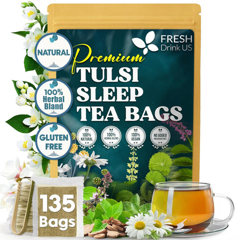 FreshDrinkUS, Premium 120 Mulberry Leaf Tea Bags, 100% Natural & Pure from Mulberry Leaves. Loose Leaf Herbal Tea. Made with Natural Material Tea Bags. No Sugar, No Caffeine, No Gluten, Vegan.