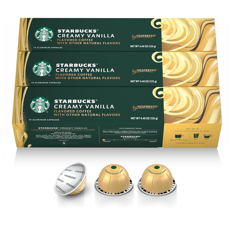 Starbucks by Nespresso Vertuo, Vanilla Flavored Coffee, 30-count Coffee Pods, Brews 7.8 oz.
