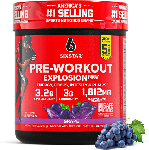 Six Star Pre-Workout Powder for Men & Women, Fruit Punch, 30 Servings | Preworkout Explosion 2.0 Energy Powder Drink Mix with Beta-Alanine & Caffeine - Energy, Focus, Intensity, & Muscle Pumps