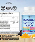 8 in 1 Immune Support Booster Supplement with Elderberry, Vitamin C and Zinc 50mg, Vitamin D 5000 IU, Turmeric Curcumin & Ginger, B6, Echinacea 60 CT