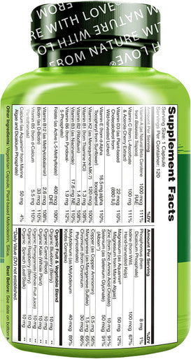 NATURELO One Daily Multivitamin for Men - with Vitamins & Minerals + Organic Whole Foods - Supplement to Boost Energy, General Health - Non-GMO - 120 Capsules | 4 Month Supply
