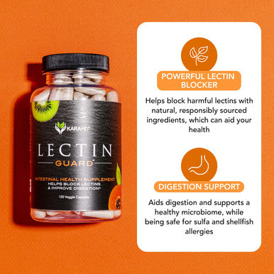 Karamd Lectin Guard | Lectin Blocker Gut & Colon Health Supplement | Slippery Elm, Bladderwrack, Sodium Alginate, Okra, Kiwi & Papaya | Natural Vegan Friendly, Non-Gmo & Gluten Free (30 Servings)