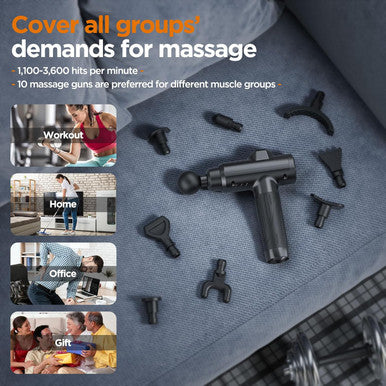 Massage Gun, Portable Deep Tissue Massage Gun For Pain Relief Super Quiet Neck Back Body, 10 Different Heads For Different Muscle Groups, 30 Speed With Lcd Touch Screen