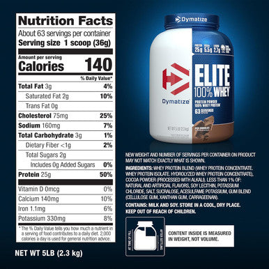 Dymatize Elite 100% Whey Protein Powder Rich Chocolate 5 Pound