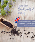 Healthspan Black Seed Oil 500mg | 60 Capsules | Support Muscle Function & Immune Health | Added Vitamins D3 & E | Cold Pressed Black Seed Oil | Ayurvedic | Vegan