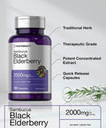 Black Elderberry | 2000mg Capsules | 180 Count | Non-GMO, Gluten Free | Sambucus Extract Supplement | by Horbaach