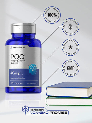 PQQ 40mg 120 Capsules Maximum Strength Non GMO and Gluten Free Supplement Pyrroloquinoline Quinone Disodium Salt by Horbaach
