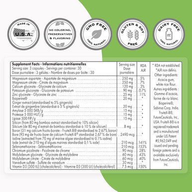 Supersmart MultiMineral Complex Provides Calcium Chromium Iodine Boron Magnesium Selenium Zinc Potassium NoGMO Gluten Free 90 Vegetarian Capsules