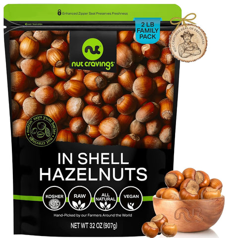 NUT CRAVINGS - Roasted & Salted Macadamia Nuts - No Shell, (32oz - 2 LB) Bulk Nuts Packed Fresh in Resealable Bag - Healthy Protein Food Snack, Food Assortments Hazelnut