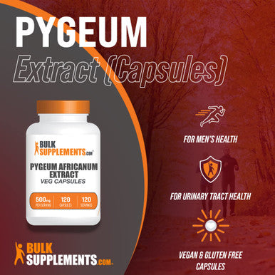 BulkSupplements Pygeum Africanum Extract Capsules - Herbal Supplement, from Pygeum Africanum Bark - 1 Pygeum 500mg Capsule , Vegan & (120 Veg Capsules)