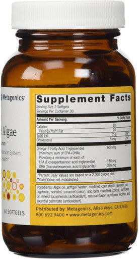 Metagenics OmegaGenics Algae EPA-DHA 300 Dietary Supplement 60 Count